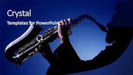  Presentation with silhouette of man worship - Amazing slides having blues music - man playing sax in silhouette backdrop and a navy blue colored foreground