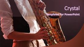  Presentation with dark - Slide set having blues music - saxophone in female hands background and a tawny brown colored foreground
