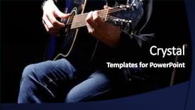  Presentation with young children playing - Cool new PPT theme with blues music - young musician playing acoustic guitar backdrop and a black colored foreground