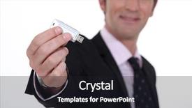  Presentation with bluetooth - PPT theme having bluetooth technology - businessman holding a flash drive background and a wine colored foreground