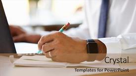  Presentation with bluetooth - Colorful presentation design enhanced with bluetooth technology - close up of businessman wearing backdrop and a coral colored foreground