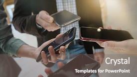  Presentation with bluetooth - PPT layouts enhanced with bluetooth technology - close up of hands holding background and a violet colored foreground