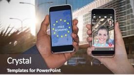  Presentation with bluetooth - Cool new presentation theme with bluetooth technology - cropped hands of man backdrop and a tawny brown colored foreground