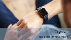  Presentation with shot - Slide deck having bluetooth technology - point of view shot background and a teal colored foreground