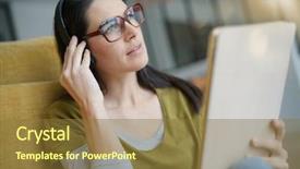  Presentation with smart connected environment - PPT theme with bluetooth technology - woman at home connected background and a tawny brown colored foreground