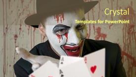  Presentation with playing cards - Presentation featuring bluff scary evil clown playing with poker cards background and a violet colored foreground