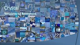  Presentation with patchwork - Presentation theme featuring bluish - blue patchwork photo montage background background and a ocean colored foreground
