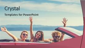  Presentation with group - Cool new slides with bluish - group of happy young people backdrop and a light blue colored foreground