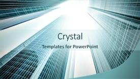  Presentation with highrise building - Colorful presentation theme enhanced with bluish - panoramic and prospective wide angle backdrop and a sky blue colored foreground