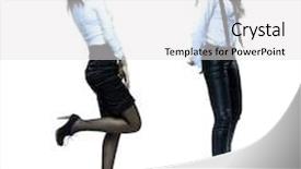  Presentation with business women - Audience pleasing slide deck consisting of bluish business women backdrop and a white colored foreground