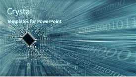  Presentation with chip - Slides enhanced with blur and abstract binary code background and a ocean colored foreground