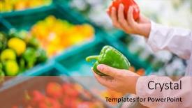  Presentation with blur - Presentation design consisting of blur background of people shopping in supermarket background and a coral colored foreground
