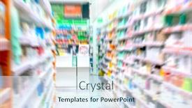  Presentation with pharmacy - PPT theme with blur-background-of-the-pharmacy background and a sky blue colored foreground