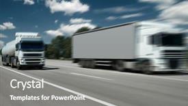  Presentation with cargo transportation - PPT theme consisting of blur effect of two truck background and a gray colored foreground
