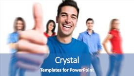  Presentation with effect - Presentation design featuring group of people radial background and a teal colored foreground