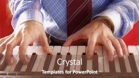  Presentation with piano keyboard - Amazing PPT layouts having blur-hands-touching-a-digital backdrop and a tawny brown colored foreground