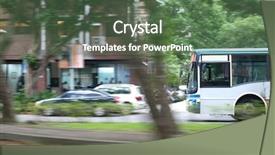  Presentation with road bus - Colorful presentation theme enhanced with blur motion of bus driving backdrop and a ocean colored foreground