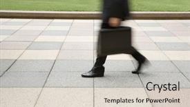  Presentation with motion - PPT theme featuring blur of businessman legs walk background and a  colored foreground