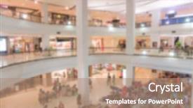  Presentation with blur abstract people people - PPT theme consisting of abstract blur people in shopping background and a coral colored foreground