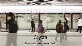  Presentation with station - Presentation design featuring blur people walk at subway background and a light gray colored foreground