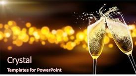  Presentation with champagne - Colorful slides enhanced with blur spots lights background celebration backdrop and a wine colored foreground
