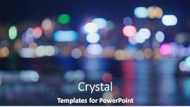  Presentation with city night - PPT theme enhanced with blur-view-of-city background and a ocean colored foreground