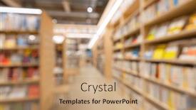  Presentation with book store - Presentation design consisting of blur-view-of-the-book background and a  colored foreground