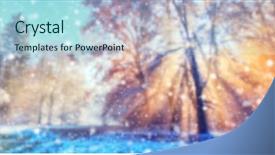  Presentation with snow flakes - Amazing PPT theme having blur winter background with falling backdrop and a light blue colored foreground