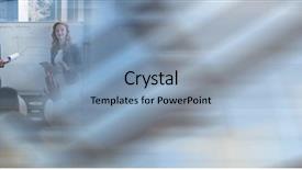  Presentation with abstract digital business interface - Amazing PPT theme having blurred angles transition effect backdrop and a light blue colored foreground