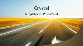  Presentation with road signs - Beautiful PPT theme featuring blurred asphalt road with signs backdrop and a sky blue colored foreground