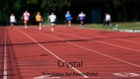  Presentation with finish line - Slide deck having blurred athletes approaching the finish line background and a red colored foreground