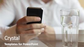  Presentation with retail smart phone - Theme consisting of blurred background glass of wather background and a violet colored foreground