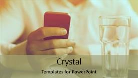  Presentation with smart phone apps - PPT theme featuring blurred background glass of wather background and a mint green colored foreground