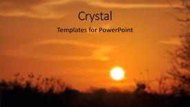  Presentation with color orange - Colorful presentation theme enhanced with blurred background image of a dramatic sunset in deep orange color over a meadow backdrop and a gold colored foreground