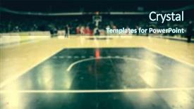  Presentation with basketball court - Beautiful theme featuring blurred background of basketball court backdrop and a navy blue colored foreground