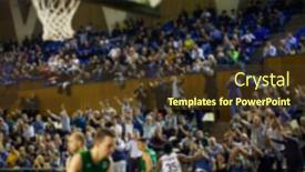  Presentation with basketball - Cool new slide set with blurred background of basketball fans backdrop and a tawny brown colored foreground