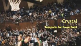  Presentation with basketball design - Slide set with blurred background of basketball fans during game background and a tawny brown colored foreground