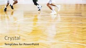  Presentation with basketball players - Cool new PPT theme with blurred background of basketball players on court during game - very shallow depht of field backdrop and a blonde colored foreground