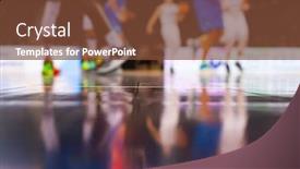  Presentation with basketball players - Presentation design with blurred background of basketball players on court during game - very shallow depht of field background and a tawny brown colored foreground