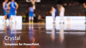  Presentation with basketball players - Colorful presentation theme enhanced with blurred background of basketball players on court during game - very shallow depht of field backdrop and a tawny brown colored foreground