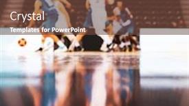  Presentation with basketball players - Audience pleasing slide set consisting of blurred background of basketball players on court during game - very shallow depht of field backdrop and a tawny brown colored foreground