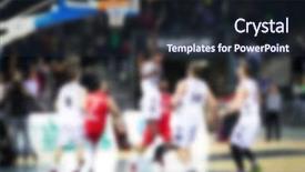  Presentation with basketball players - Beautiful theme featuring blurred background of basketball players backdrop and a wine colored foreground