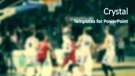  Presentation with basketball players - Slide deck consisting of blurred background of basketball players background and a forest green colored foreground