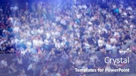  Presentation with basketball court - Beautiful PPT theme featuring blurred-background-of-crowd backdrop and a ocean colored foreground