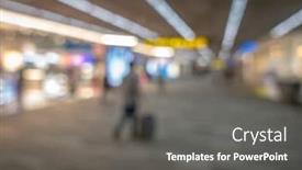  Presentation with airport terminal - Slide deck enhanced with blurred background of traveler at airport terminal background and a gray colored foreground