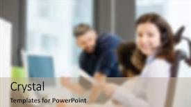  Presentation with teamwork - Slide set consisting of blurred business teamwork background concept background and a  colored foreground