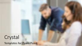  Presentation with teamwork - Audience pleasing PPT theme consisting of blurred business teamwork background concept backdrop and a  colored foreground