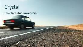 Presentation with asphalt road - PPT layouts consisting of blurred car on an asphalt background and a sky blue colored foreground