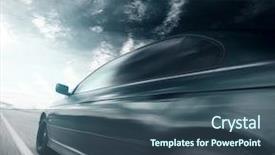  Presentation with asphalt road - Amazing slide deck having blurred car on asphalt road backdrop and a ocean colored foreground