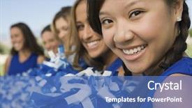  Presentation with focus - Slides having blurred cheerleaders in a row background and a teal colored foreground